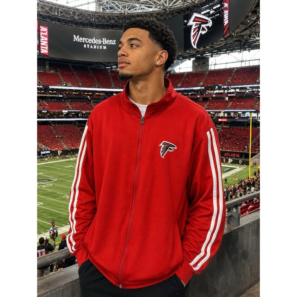NFL Atlanta Falcons Red Full Zip Track Jacket Mens 3XL Team Apparel Striped